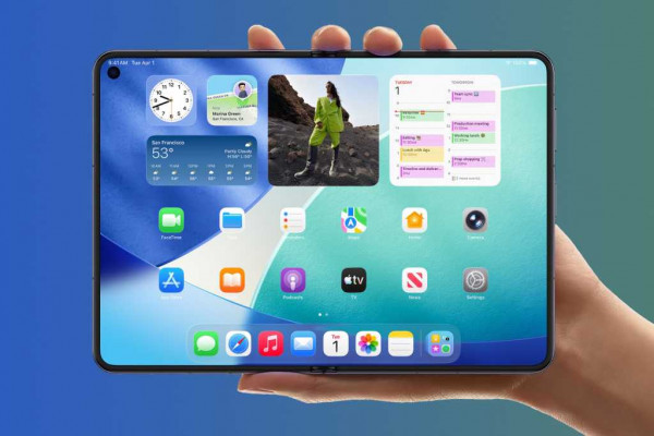 Concept design showing iPhone Fold unfolded