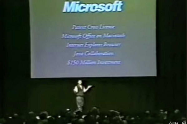Steve Jobs discusses the Microsoft partnership at the 1997 macworld boston keynote