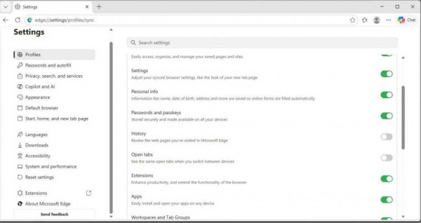 Edge profile sync