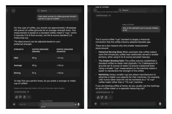 Siri AI coffee